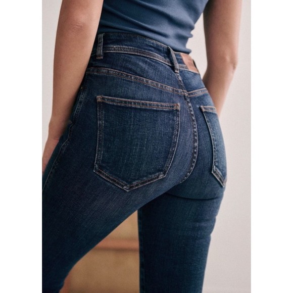 Sézane Denim Perfect Slim Jeans in Blue Denim - Picture 2 of 11